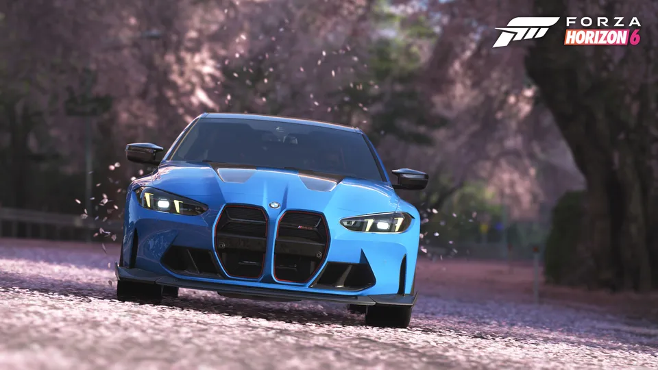 BMW M4 CS 2025 года в облаке лепестков сакуры — награда серии Horizon Meets в Forza Horizon 6
