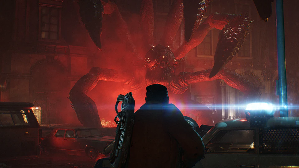 Огромное паукообразное чудовище вырывается на городскую улицу — Gears of War: E-Day