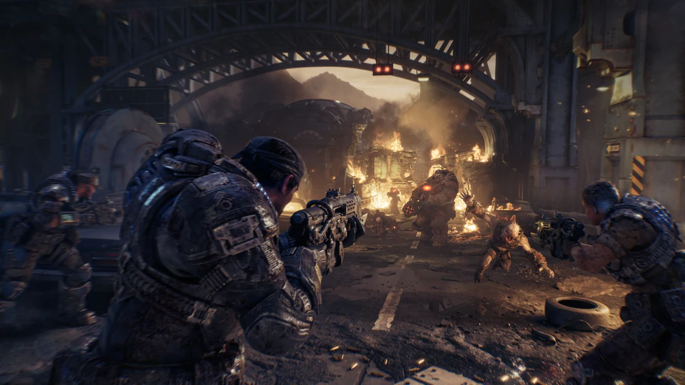 Бой в разрушенном городе под эстакадой — Gears of War: E-Day